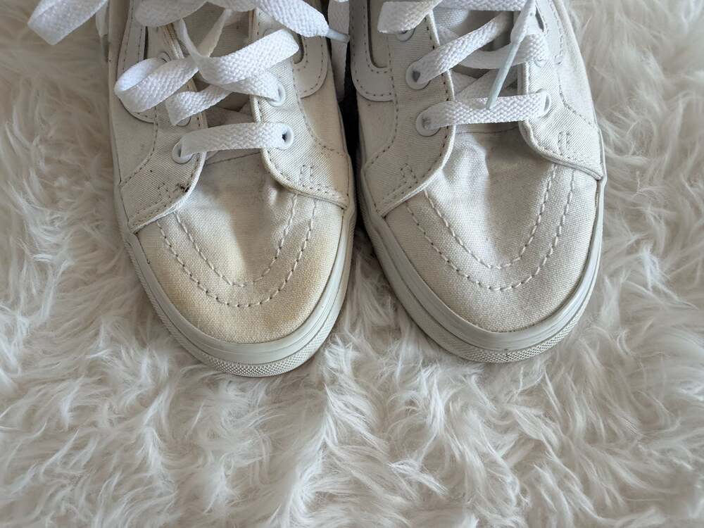 Vans Sk8-Hi White Canvas High Top Sneakers Women's Size 7 - Picture 2 of 7